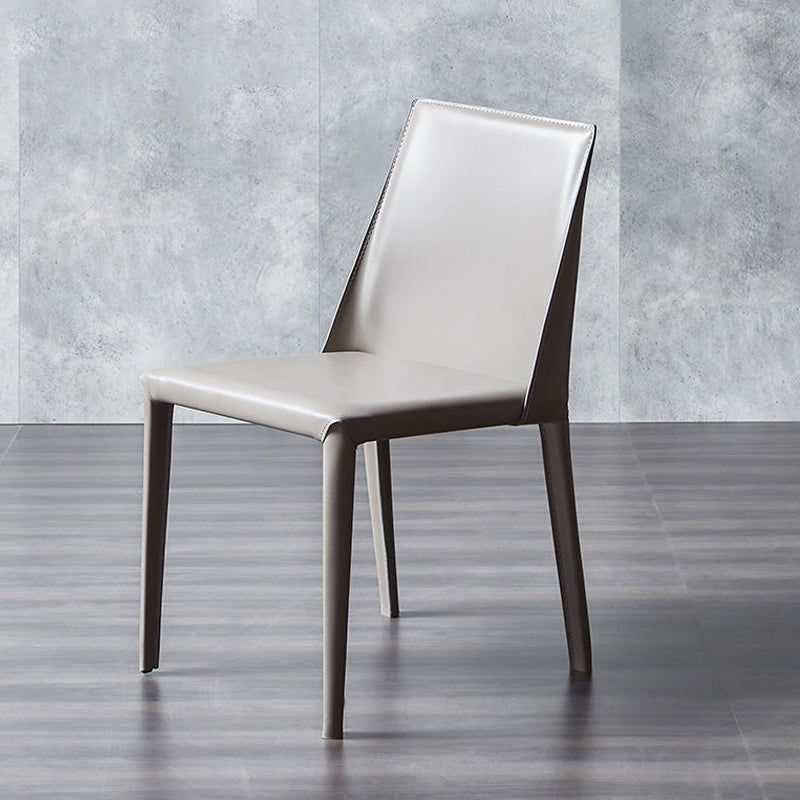 Minimalist Style Leather Dining Side Chair Solid Back Dining Chairs for Home