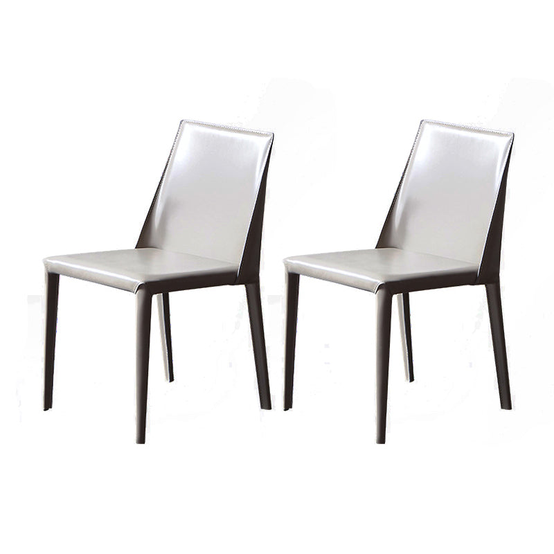 Minimalist Style Leather Dining Side Chair Solid Back Dining Chairs for Home