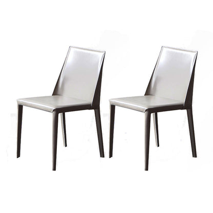 Minimalist Style Leather Dining Side Chair Solid Back Dining Chairs for Home