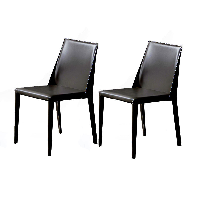 Minimalist Style Leather Dining Side Chair Solid Back Dining Chairs for Home