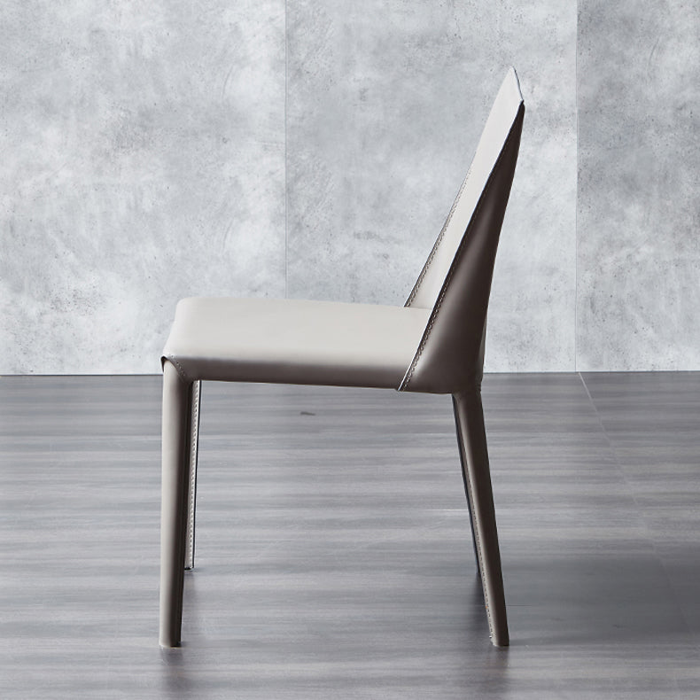 Minimalist Style Leather Dining Side Chair Solid Back Dining Chairs for Home