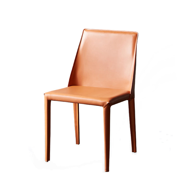 Minimalist Style Leather Dining Side Chair Solid Back Dining Chairs for Home