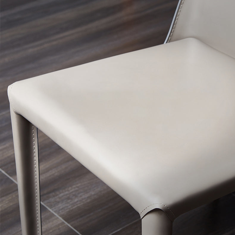 Minimalist Style Leather Dining Side Chair Solid Back Dining Chairs for Home