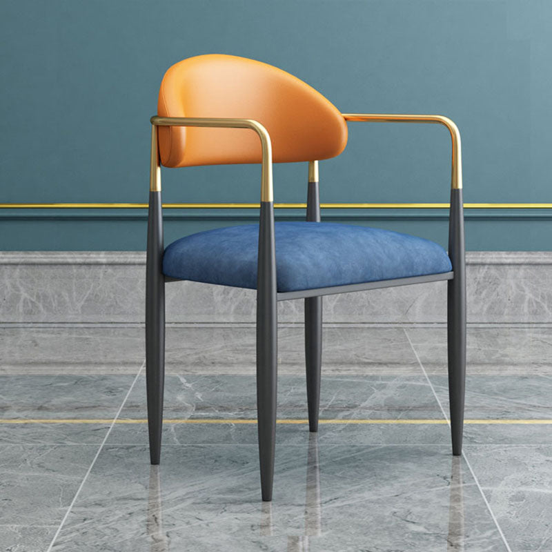Contemporary Style Kitchen Metal Dining Chairs Open Back Dining Arm Side Chair