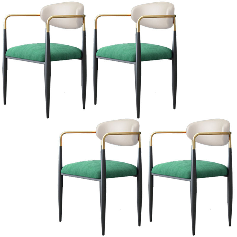 Contemporary Style Kitchen Metal Dining Chairs Open Back Dining Arm Side Chair