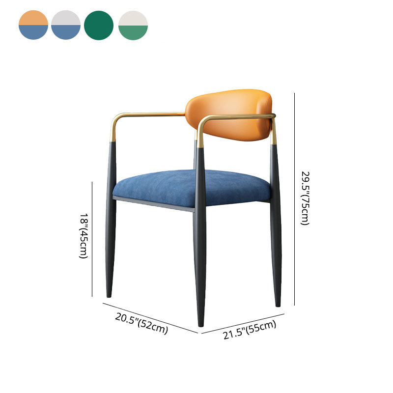 Contemporary Style Kitchen Metal Dining Chairs Open Back Dining Arm Side Chair