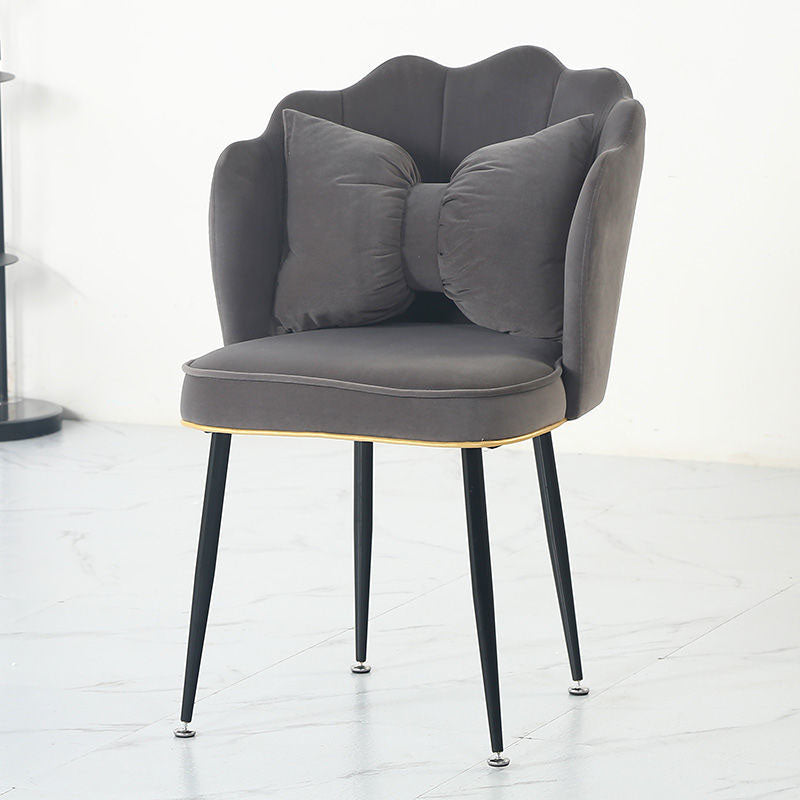 Nordic Style Metal Dining Room Chair Velvet Armless Dining Chairs for Home Use