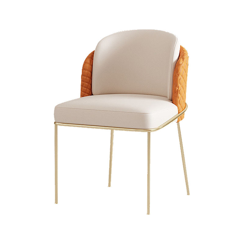 Glam Metal Dining Room Chair Faux Leather Dining Chairs for Home Use Orange 1 Piece Clearhalo 'Dining Chairs' 'Dining Tables & Seating' 'dining_chair' 'furn' 'furn_dining_chair' 'Furniture' 'Kitchen & Dining Furniture' 5620661