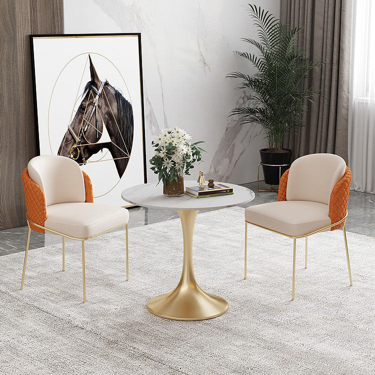 Glam Metal Dining Room Chair Faux Leather Dining Chairs for Home Use Clearhalo 'Dining Chairs' 'Dining Tables & Seating' 'dining_chair' 'furn' 'furn_dining_chair' 'Furniture' 'Kitchen & Dining Furniture' 5620662