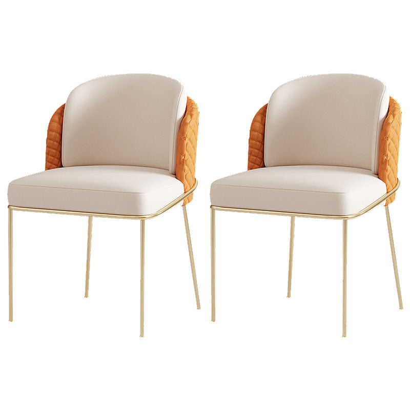 Glam Metal Dining Room Chair Faux Leather Dining Chairs for Home Use Orange 2 Piece Set Clearhalo 'Dining Chairs' 'Dining Tables & Seating' 'dining_chair' 'furn' 'furn_dining_chair' 'Furniture' 'Kitchen & Dining Furniture' 5620663