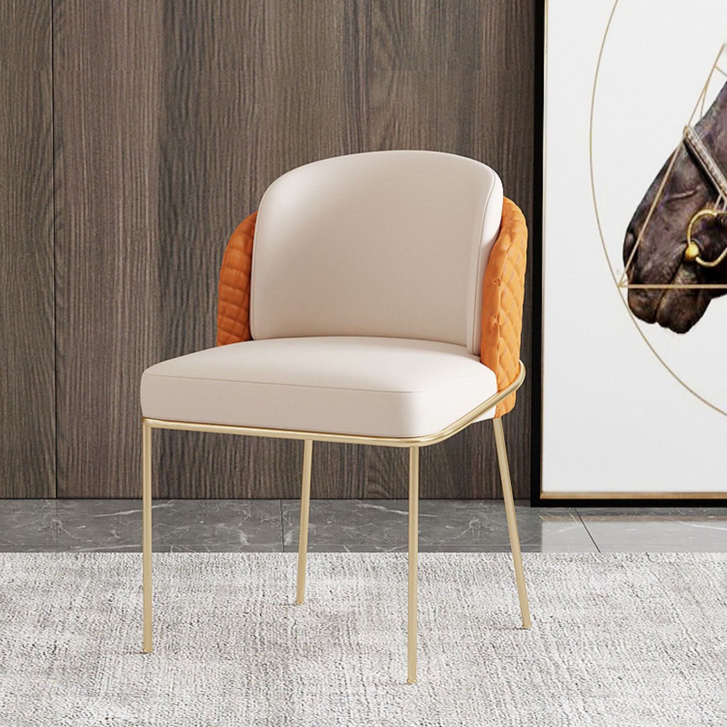 Glam Metal Dining Room Chair Faux Leather Dining Chairs for Home Use Clearhalo 'Dining Chairs' 'Dining Tables & Seating' 'dining_chair' 'furn' 'furn_dining_chair' 'Furniture' 'Kitchen & Dining Furniture' 5620665