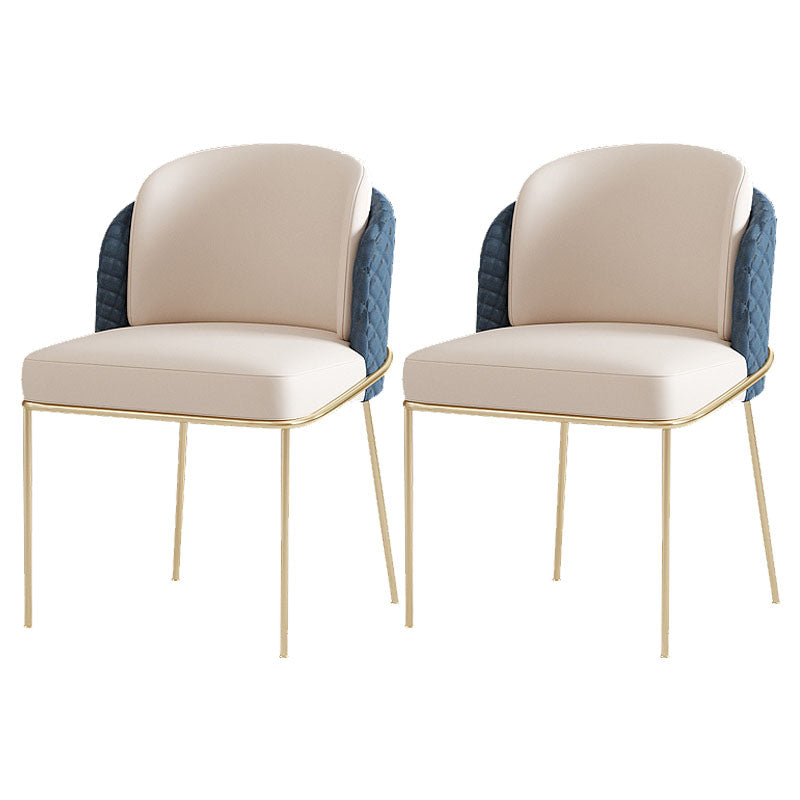 Glam Metal Dining Room Chair Faux Leather Dining Chairs for Home Use Blue 2 Piece Set Clearhalo 'Dining Chairs' 'Dining Tables & Seating' 'dining_chair' 'furn' 'furn_dining_chair' 'Furniture' 'Kitchen & Dining Furniture' 5620668