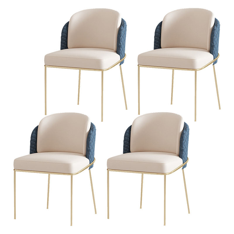 Glam Metal Dining Room Chair Faux Leather Dining Chairs for Home Use Blue 4 Piece Set Clearhalo 'Dining Chairs' 'Dining Tables & Seating' 'dining_chair' 'furn' 'furn_dining_chair' 'Furniture' 'Kitchen & Dining Furniture' 5620670