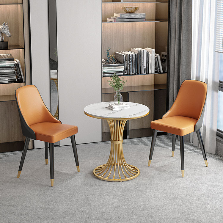 Glam Metal Dining Room Chair Faux Leather Parsons Chairs for Home Use Clearhalo 'Dining Chairs' 'Dining Tables & Seating' 'dining_chair' 'furn' 'furn_dining_chair' 'Furniture' 'Kitchen & Dining Furniture' 5620678