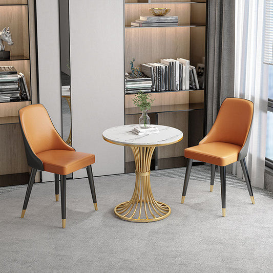 Glam Metal Dining Room Chair Faux Leather Parsons Chairs for Home Use Clearhalo 'Dining Chairs' 'Dining Tables & Seating' 'dining_chair' 'furn' 'furn_dining_chair' 'Furniture' 'Kitchen & Dining Furniture' 5620678