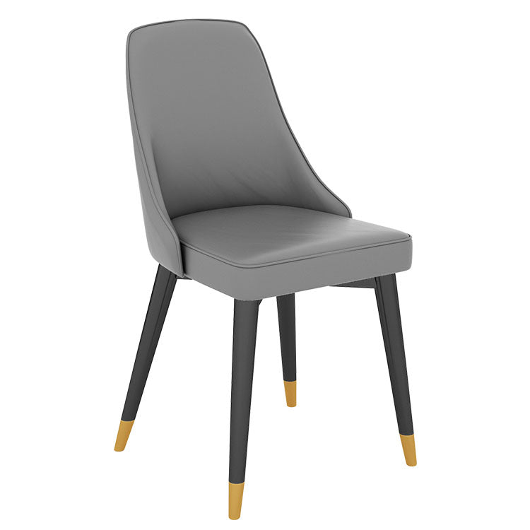 Glam Metal Dining Room Chair Faux Leather Parsons Chairs for Home Use Grey 1 Piece Clearhalo 'Dining Chairs' 'Dining Tables & Seating' 'dining_chair' 'furn' 'furn_dining_chair' 'Furniture' 'Kitchen & Dining Furniture' 5620679