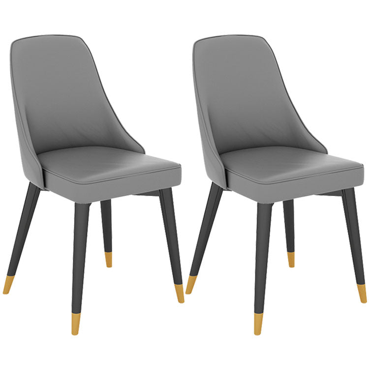 Glam Metal Dining Room Chair Faux Leather Parsons Chairs for Home Use Grey 2 Piece Set Clearhalo 'Dining Chairs' 'Dining Tables & Seating' 'dining_chair' 'furn' 'furn_dining_chair' 'Furniture' 'Kitchen & Dining Furniture' 5620680