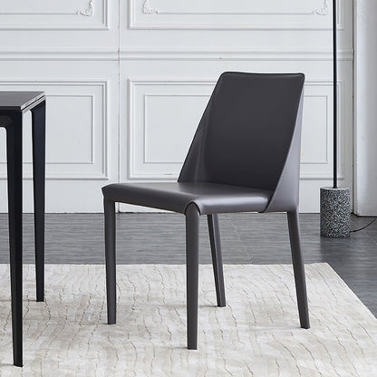 Contemporary Design Armless Side Chairs Leather Solid Back Dining Side Chair