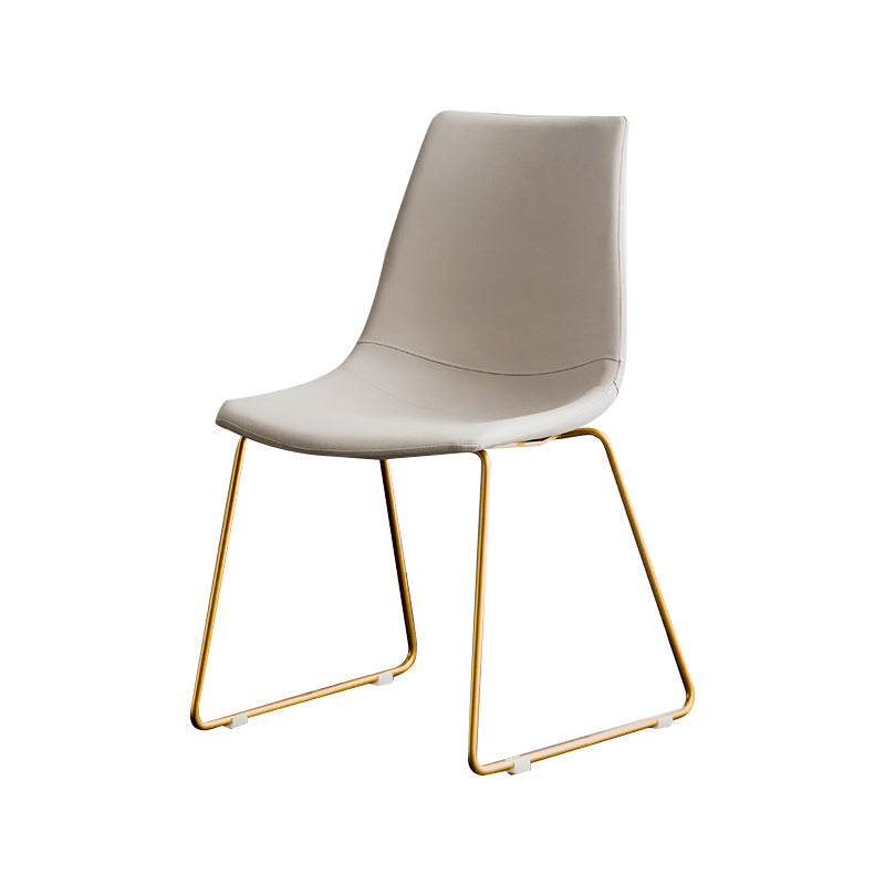 Scandinavian Design Solid Back Armless Dining Chairs Leather Dining Chairs Off-White 1 Piece Clearhalo 'Dining Chairs' 'Dining Tables & Seating' 'dining_chair' 'furn' 'furn_dining_chair' 'Furniture' 'Kitchen & Dining Furniture' 5620750