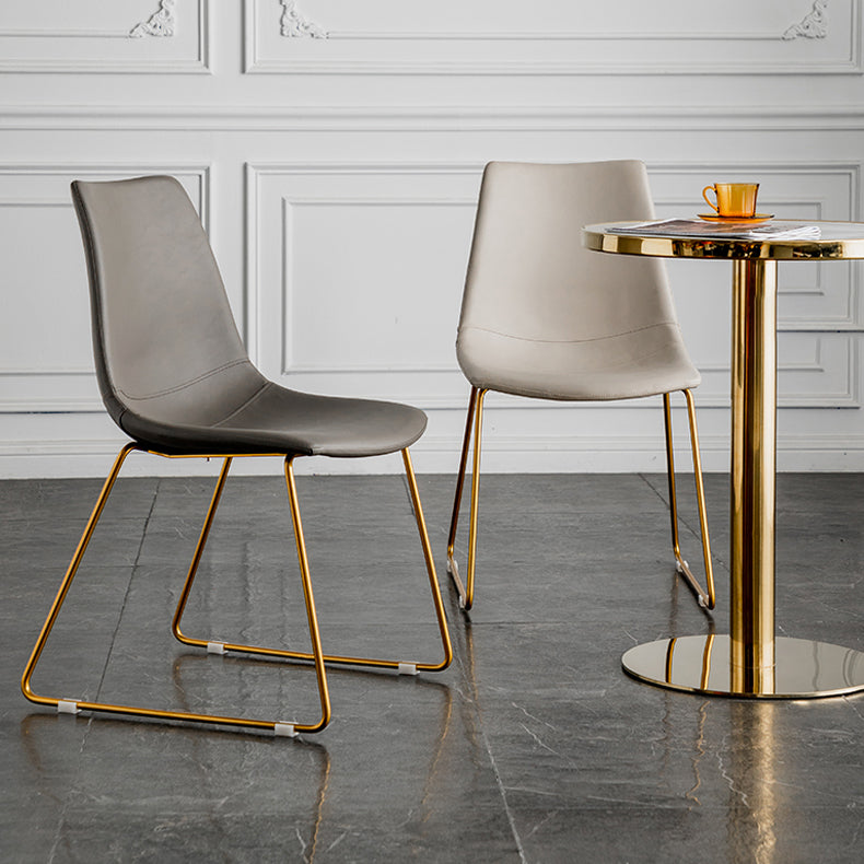 Scandinavian Design Solid Back Armless Dining Chairs Leather Dining Chairs Clearhalo 'Dining Chairs' 'Dining Tables & Seating' 'dining_chair' 'furn' 'furn_dining_chair' 'Furniture' 'Kitchen & Dining Furniture' 5620761