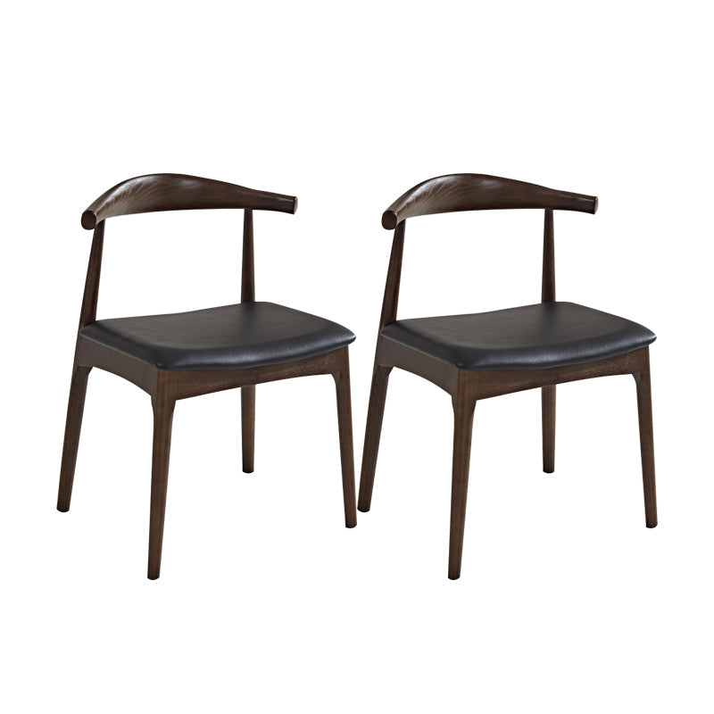 Contemporary Style Real Leather Dining Chairs Open Back Dining Side Chair
