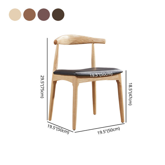 Contemporary Style Real Leather Dining Chairs Open Back Dining Side Chair