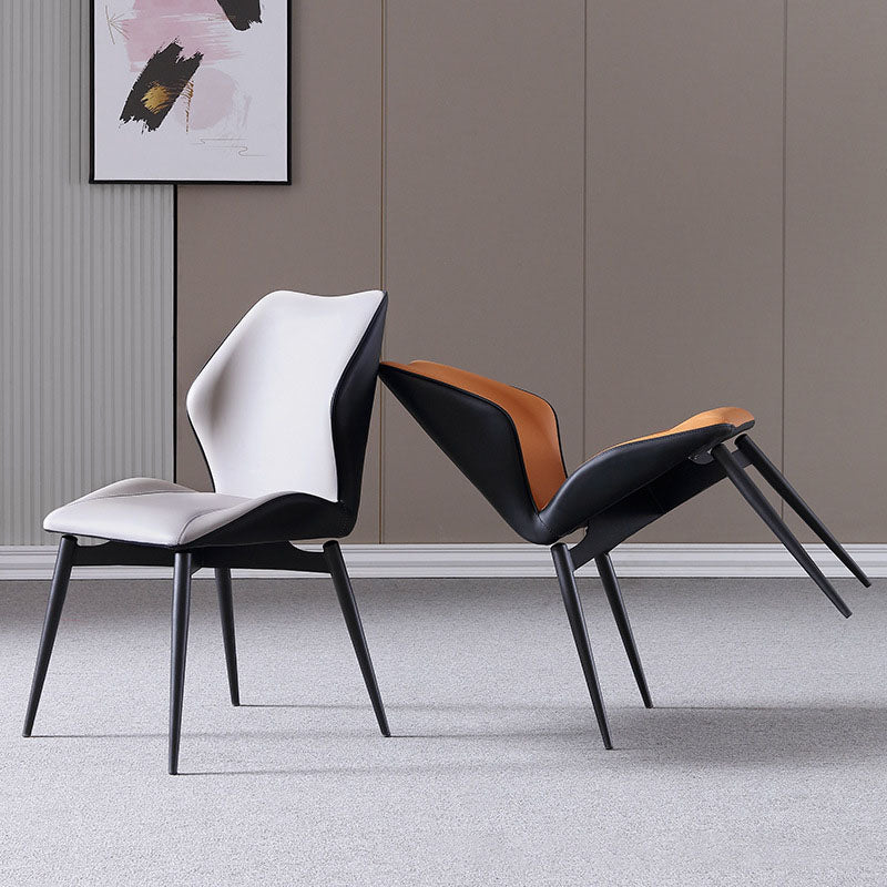 Contemporary Restaurant Wingback Side Chair Leather Dining Chair