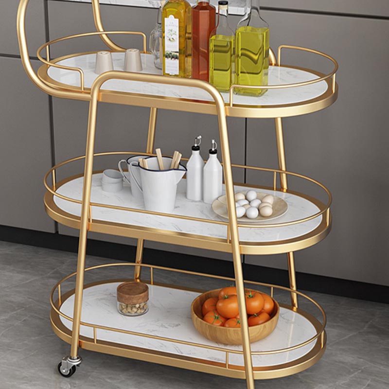 32.28"H Modern Rolling Prep Table Metal Prep Table for Home Use