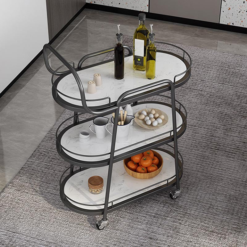 32.28"H Modern Rolling Prep Table Metal Prep Table for Home Use