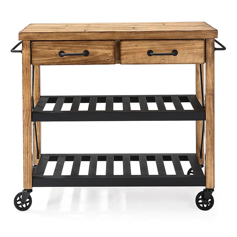 Modern Rolling Kitchen Cart Wood Rectangular Kitchen Island Cart