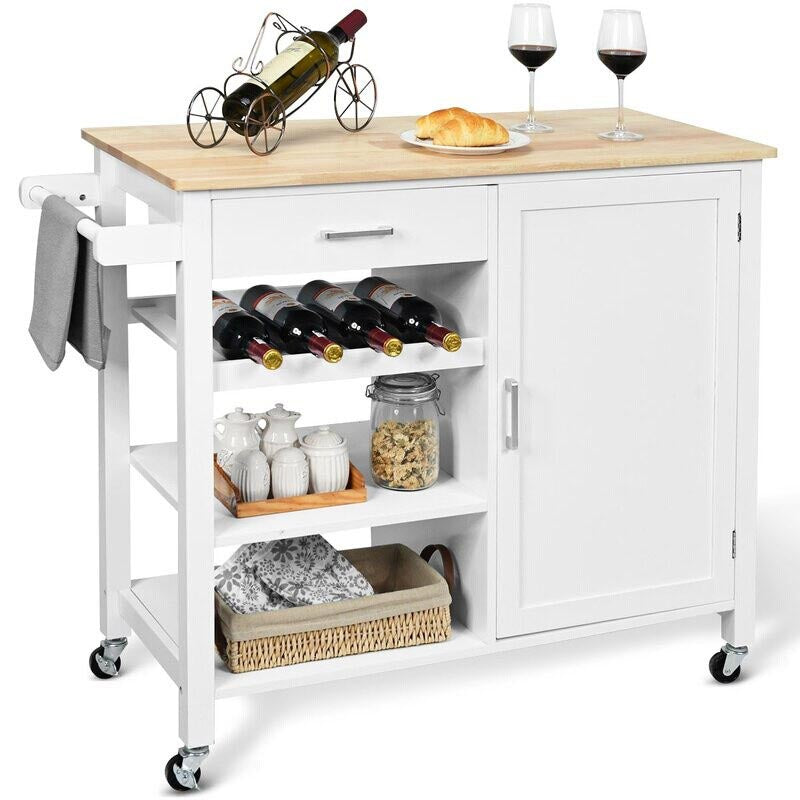 Modern Rolling Kitchen Cart Wood Rectangular Kitchen Island Cart with Towel Rack Clearhalo 'furn' 'furn_kitchen_islands_carts' 'Furniture' 'Kitchen & Dining Furniture' 'Kitchen Islands & Carts' 'kitchen_islands_carts' 5620907