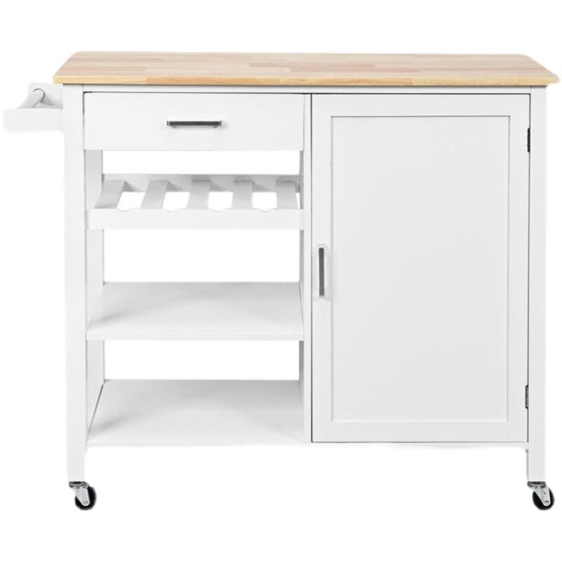 Modern Rolling Kitchen Cart Wood Rectangular Kitchen Island Cart with Towel Rack Clearhalo 'furn' 'furn_kitchen_islands_carts' 'Furniture' 'Kitchen & Dining Furniture' 'Kitchen Islands & Carts' 'kitchen_islands_carts' 5620910