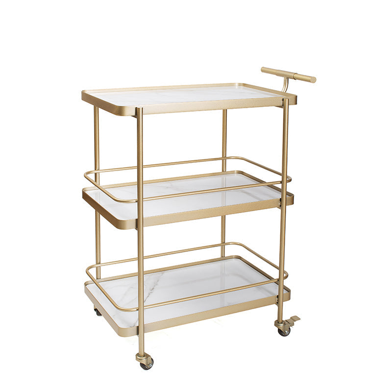 Moderno carrello da cucina da cucina da 35,43 "h in metallo rettangolare carrello da cucina rettangolare