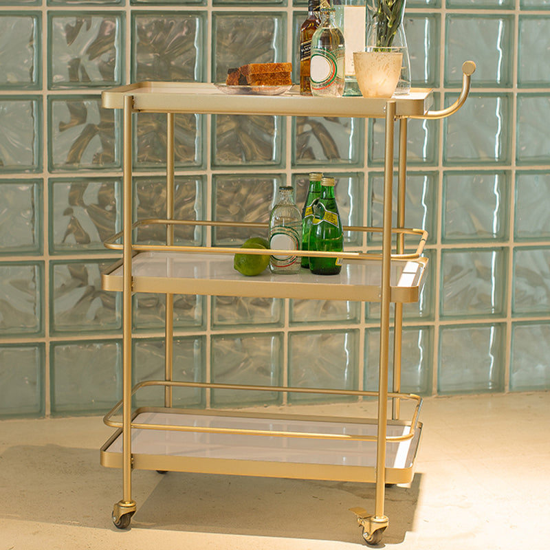 Moderno carrello da cucina da cucina da 35,43 "h in metallo rettangolare carrello da cucina rettangolare
