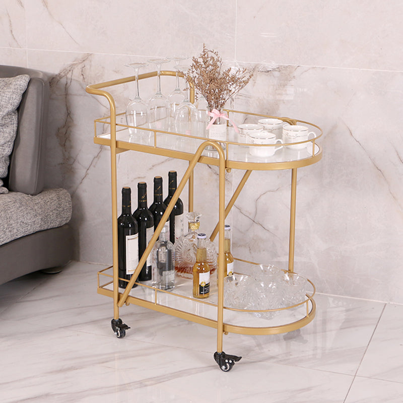 Modern 31.1"H Rolling Prep Table Metal Prep Table with Open Storage