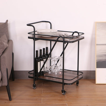 Modern 31.1"H Rolling Prep Table Metal Prep Table with Open Storage