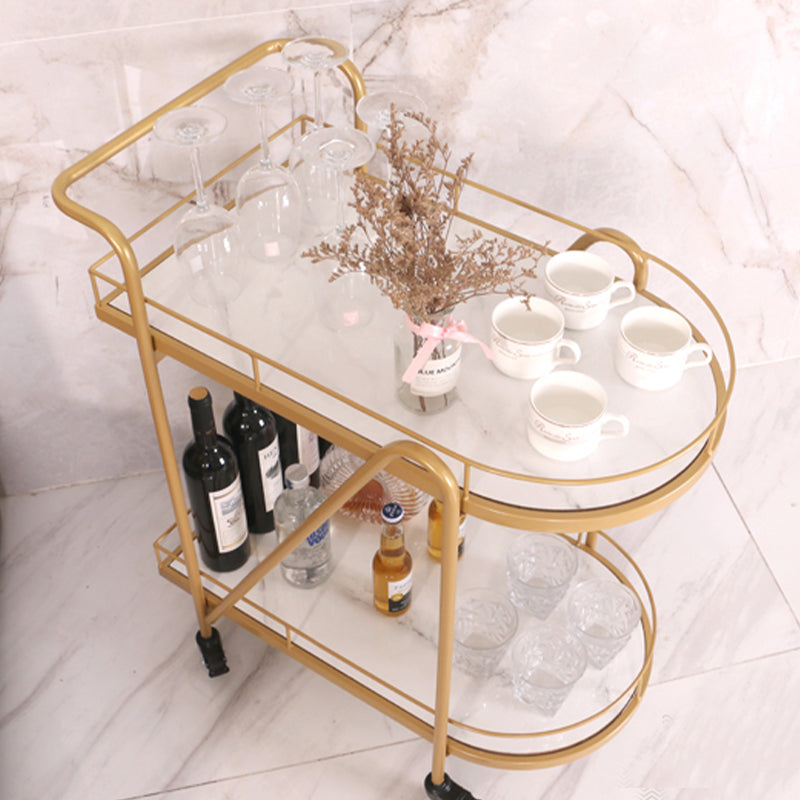 Modern 31.1"H Rolling Prep Table Metal Prep Table with Open Storage