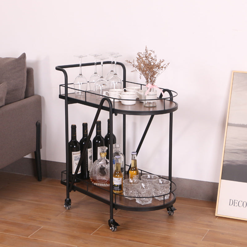 Modern 31.1"H Rolling Prep Table Metal Prep Table with Open Storage