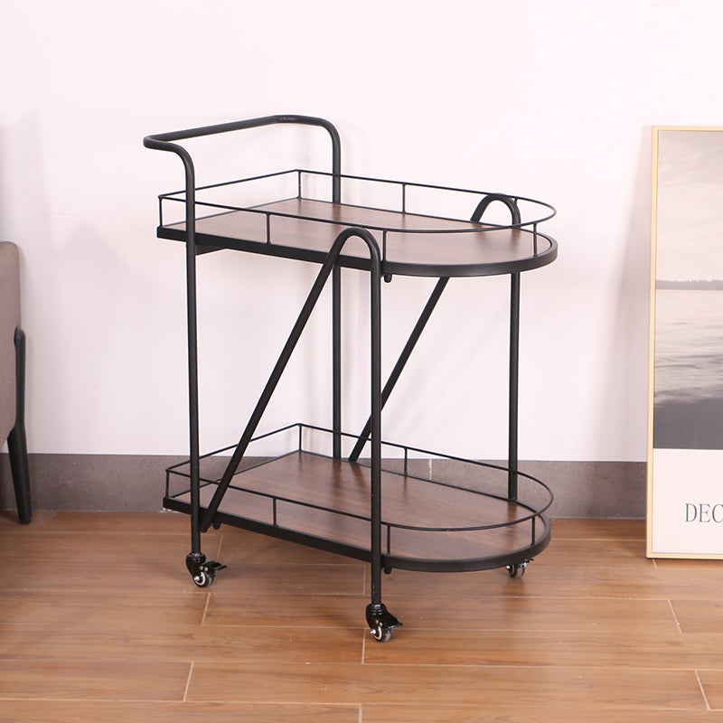 Modern 31.1"H Rolling Prep Table Metal Prep Table with Open Storage