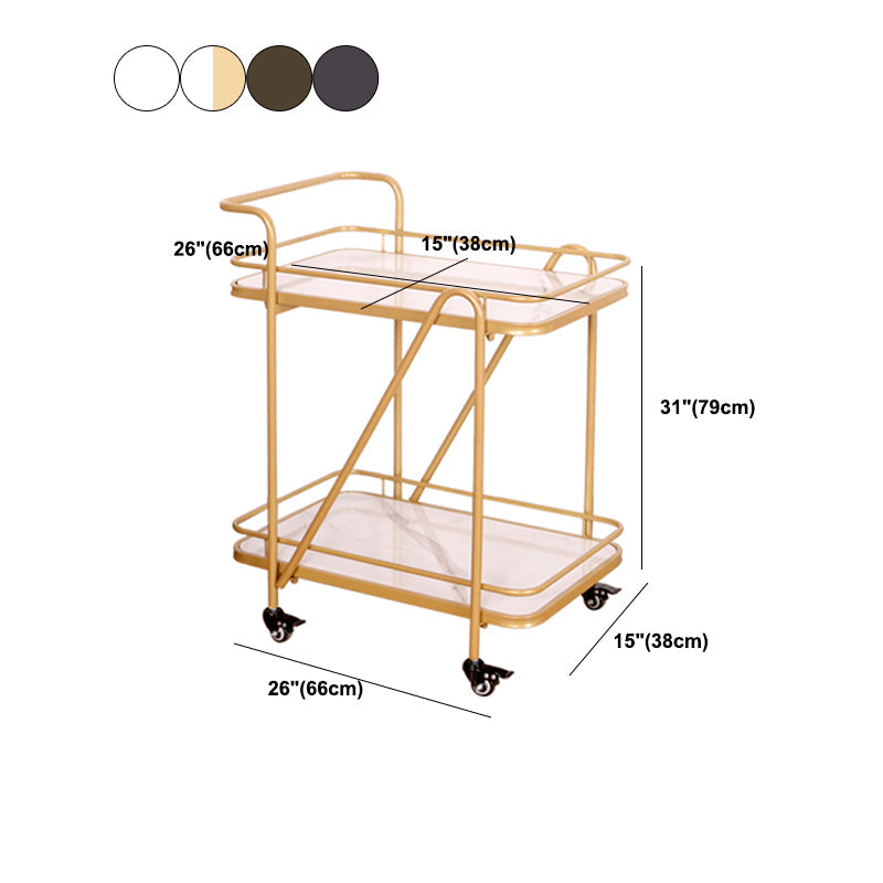Modern 31.1"H Rolling Prep Table Metal Prep Table with Open Storage