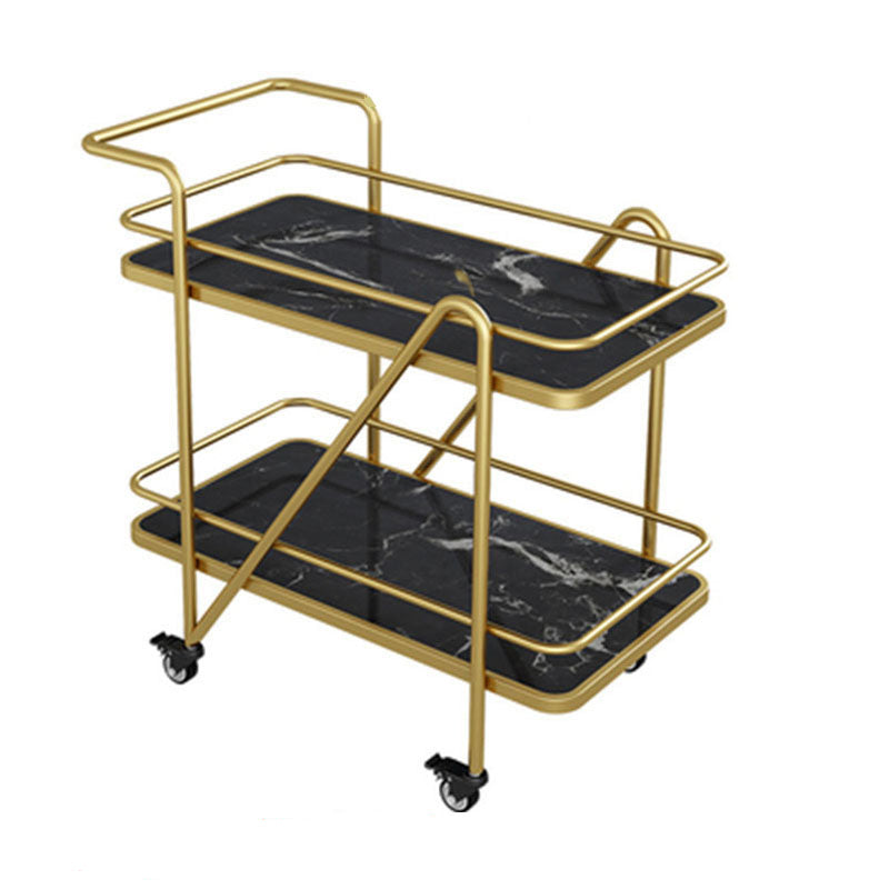 Contemporary Rolling Rectangular Prep Table Metal Prep Table for Home Use Black-Gold Clearhalo 'furn' 'furn_kitchen_islands_carts' 'Furniture' 'Kitchen & Dining Furniture' 'Kitchen Islands & Carts' 'kitchen_islands_carts' 5621060