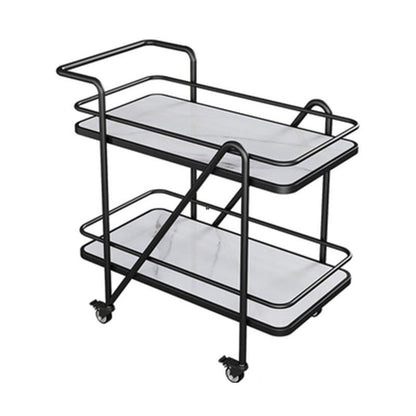 Contemporary Rolling Rectangular Prep Table Metal Prep Table for Home Use White-Black Clearhalo 'furn' 'furn_kitchen_islands_carts' 'Furniture' 'Kitchen & Dining Furniture' 'Kitchen Islands & Carts' 'kitchen_islands_carts' 5621061