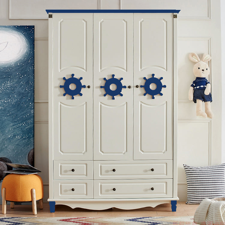 Manufactured Wood Storage Cabinet Coastal Cabinet with Drawers White-Blue 3 Clearhalo 'Armoires & Wardrobes' 'armoires_wardrobes' 'Bedroom Furniture' 'furn' 'furn_armoires_wardrobes' 'Furniture' 5621156