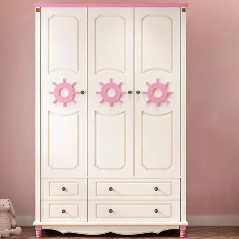 Manufactured Wood Storage Cabinet Coastal Cabinet with Drawers White-Pink 3 Clearhalo 'Armoires & Wardrobes' 'armoires_wardrobes' 'Bedroom Furniture' 'furn' 'furn_armoires_wardrobes' 'Furniture' 5621167