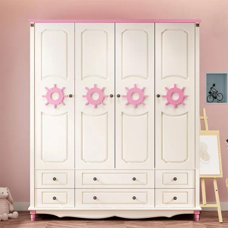 Manufactured Wood Storage Cabinet Coastal Cabinet with Drawers White-Pink 4 Clearhalo 'Armoires & Wardrobes' 'armoires_wardrobes' 'Bedroom Furniture' 'furn' 'furn_armoires_wardrobes' 'Furniture' 5621169