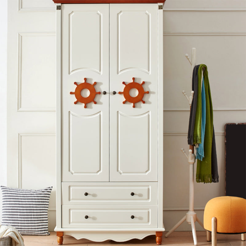 Manufactured Wood Storage Cabinet Coastal Cabinet with Drawers White-Brown 2 Clearhalo 'Armoires & Wardrobes' 'armoires_wardrobes' 'Bedroom Furniture' 'furn' 'furn_armoires_wardrobes' 'Furniture' 5621172
