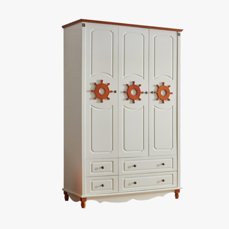 Manufactured Wood Storage Cabinet Coastal Cabinet with Drawers White-Brown 3 Clearhalo 'Armoires & Wardrobes' 'armoires_wardrobes' 'Bedroom Furniture' 'furn' 'furn_armoires_wardrobes' 'Furniture' 5621174