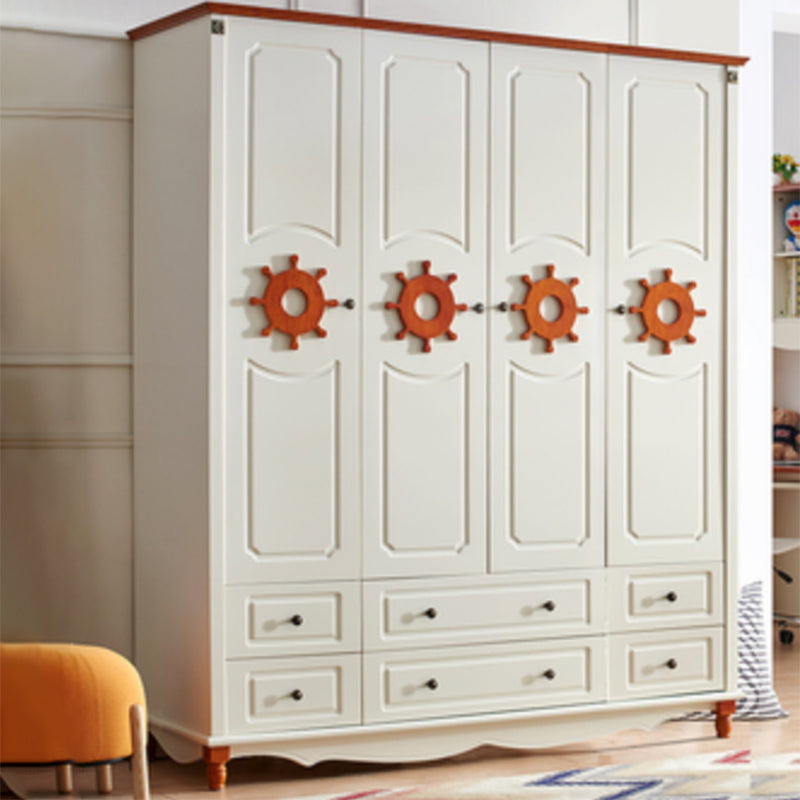 Manufactured Wood Storage Cabinet Coastal Cabinet with Drawers White-Brown 4 Clearhalo 'Armoires & Wardrobes' 'armoires_wardrobes' 'Bedroom Furniture' 'furn' 'furn_armoires_wardrobes' 'Furniture' 5621176