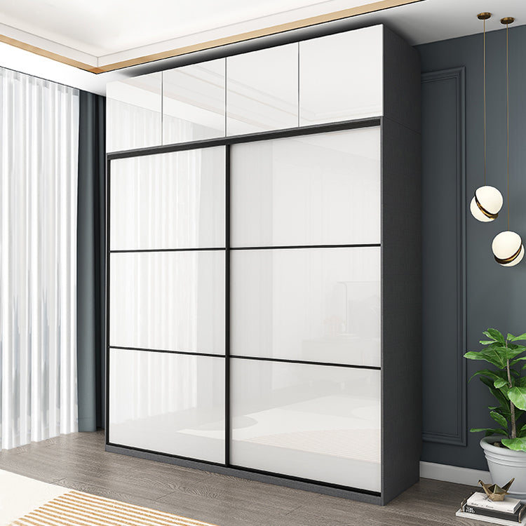 Sliding Engineered Wood Wardrobe Closet Modern Wardrobe Armoire 47"L x 24"W x 79"H Armories & Top Cabinet Clearhalo 'Armoires & Wardrobes' 'armoires_wardrobes' 'Bedroom Furniture' 'furn' 'furn_armoires_wardrobes' 'Furniture' 5621234