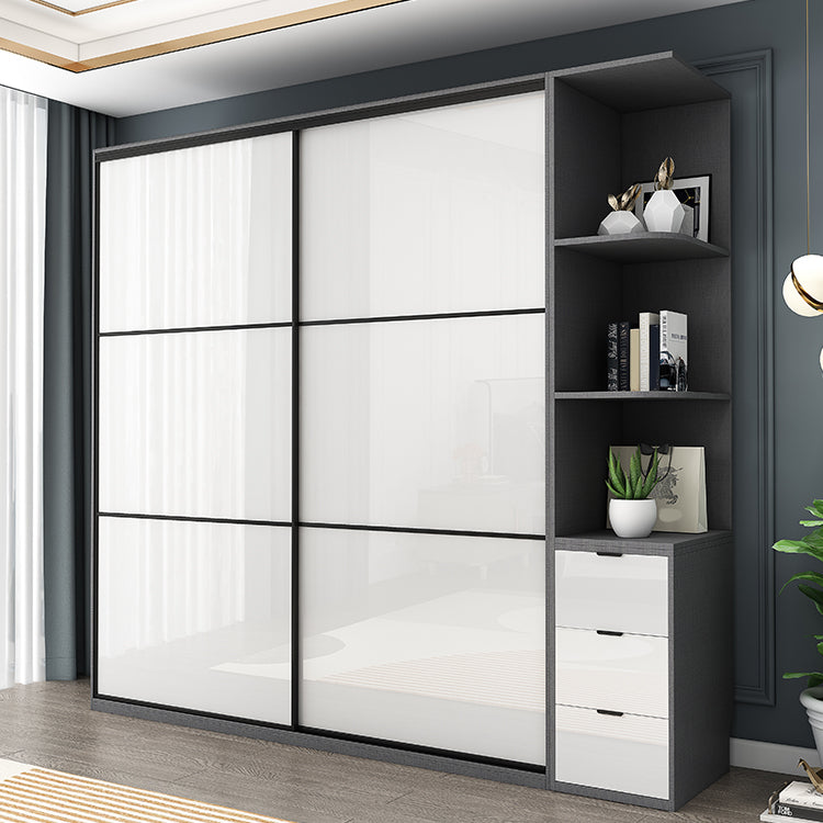 Sliding Engineered Wood Wardrobe Closet Modern Wardrobe Armoire 47"L x 24"W x 79"H Armoires & Sideboard Clearhalo 'Armoires & Wardrobes' 'armoires_wardrobes' 'Bedroom Furniture' 'furn' 'furn_armoires_wardrobes' 'Furniture' 5621245